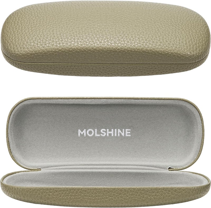 molshine Hard Shell PU Leather Glasses Case,Travel Portable Eyeglass Case for Men Women Girl Travel Study Work - Image 1